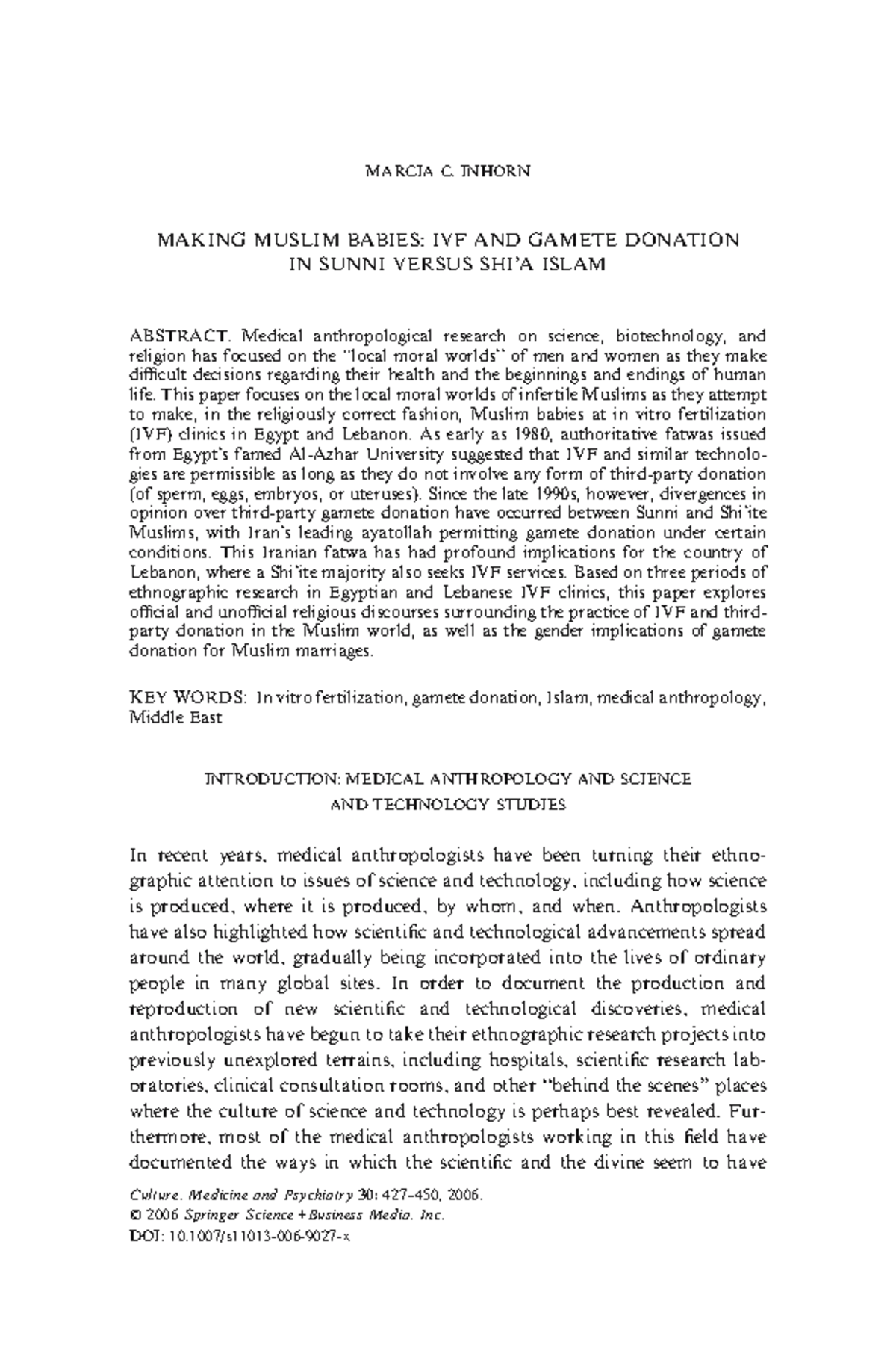 Making Muslim Babies: IVF & Gamete Donation in Sunni vs Shi'a Islam ...