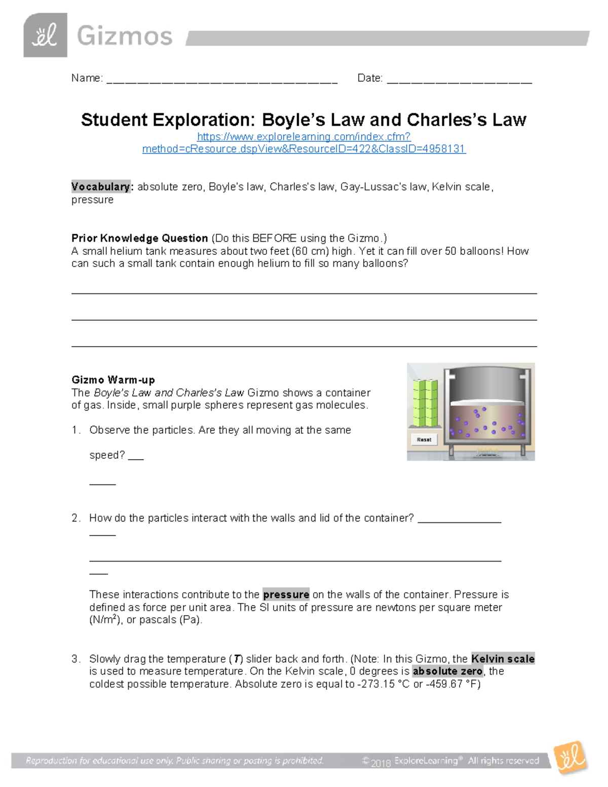 Boyles Charles Law Gizmo-1 - Name ...