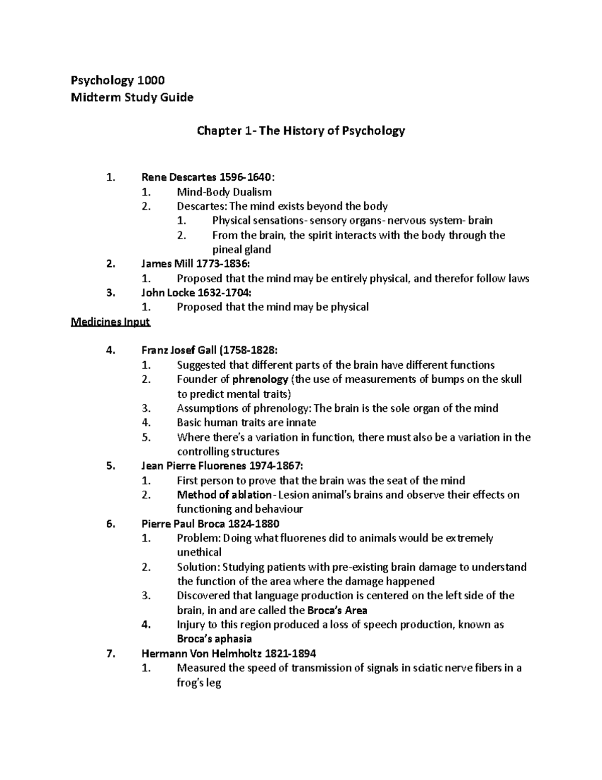 Psychology 1000 Midterm Study Guide: Key Concepts and Theories - Studocu
