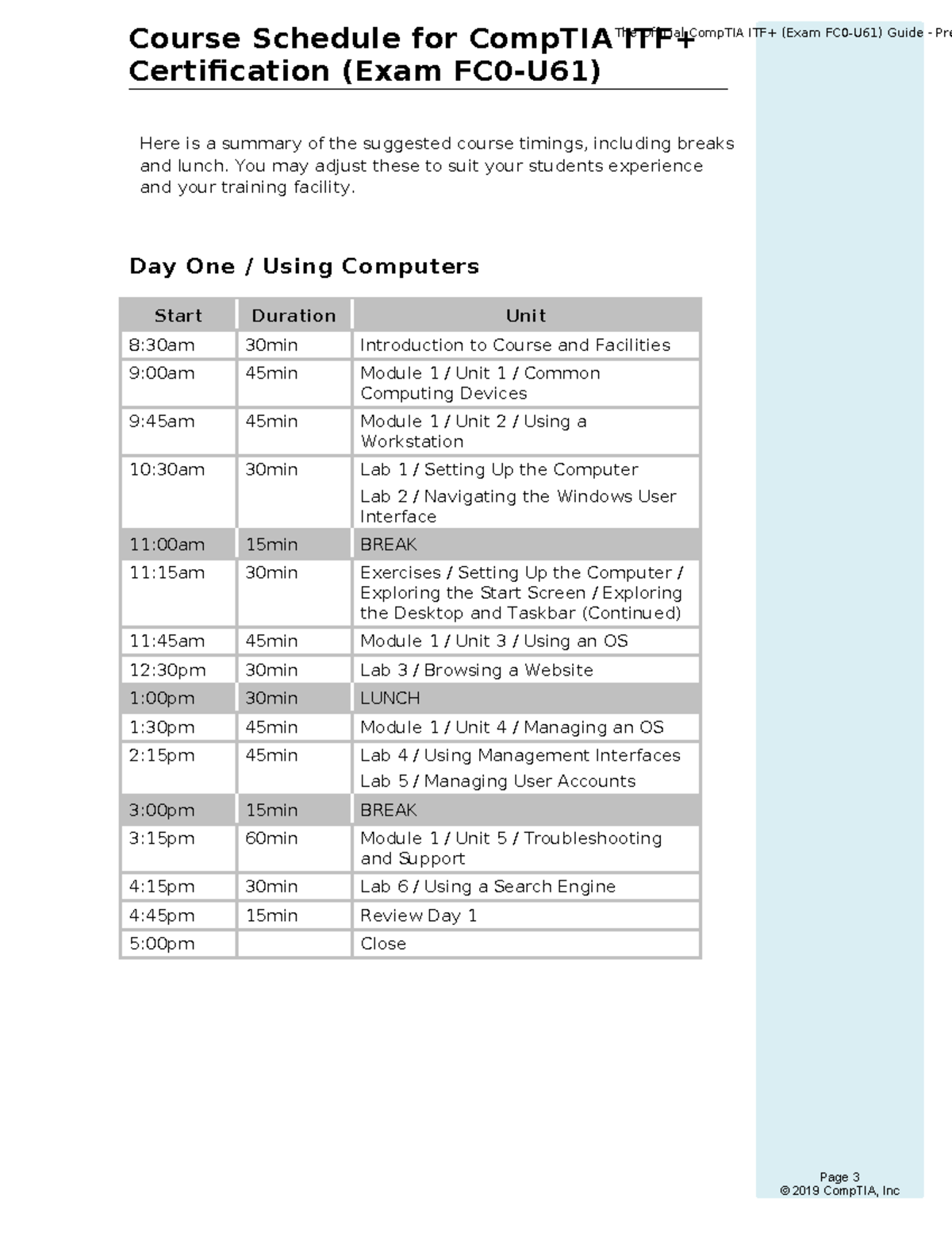 Presentation Planners for ITF+ FC0-U61 - The Official CompTIA ITF+ ...