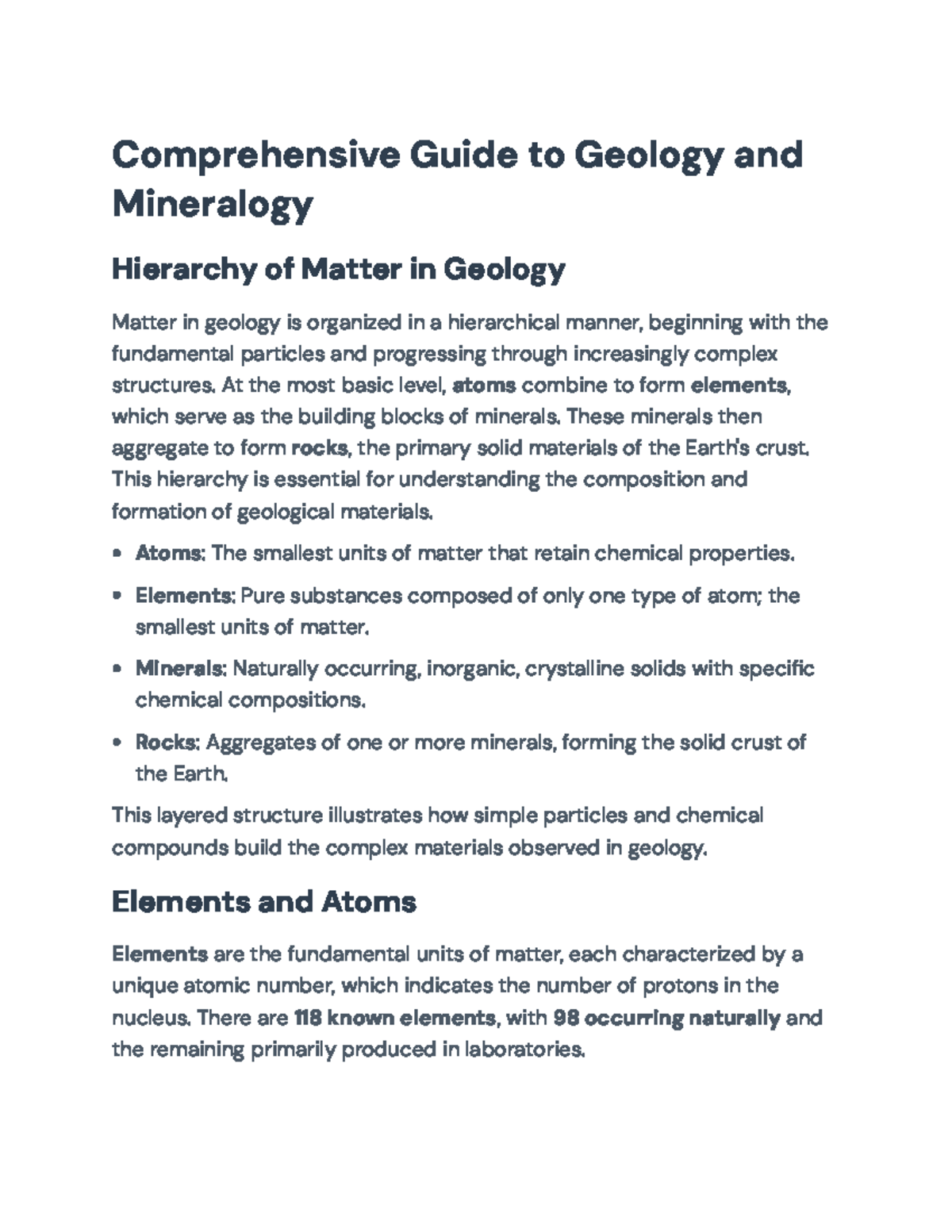 Comprehensive Overview of Geology & Mineralogy (Course Code: GEG202 ...