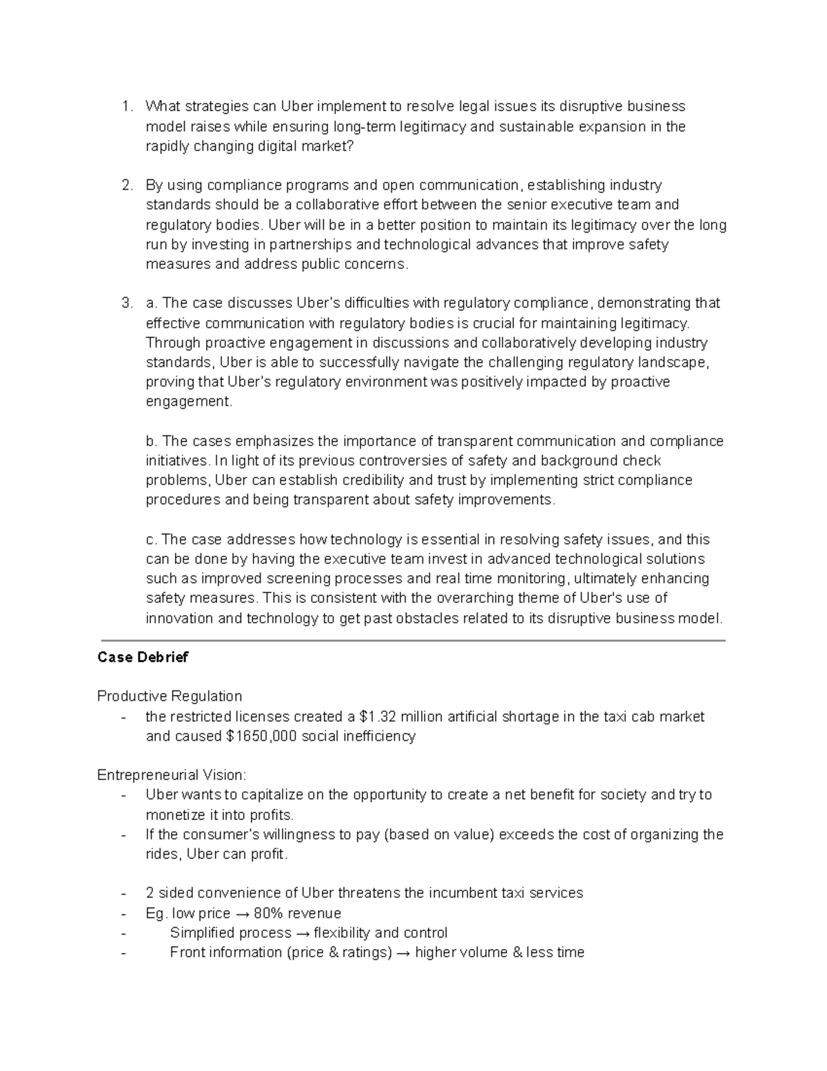 Uber Case Study Analysis: Strategies for Legitimacy & Compliance - Studocu