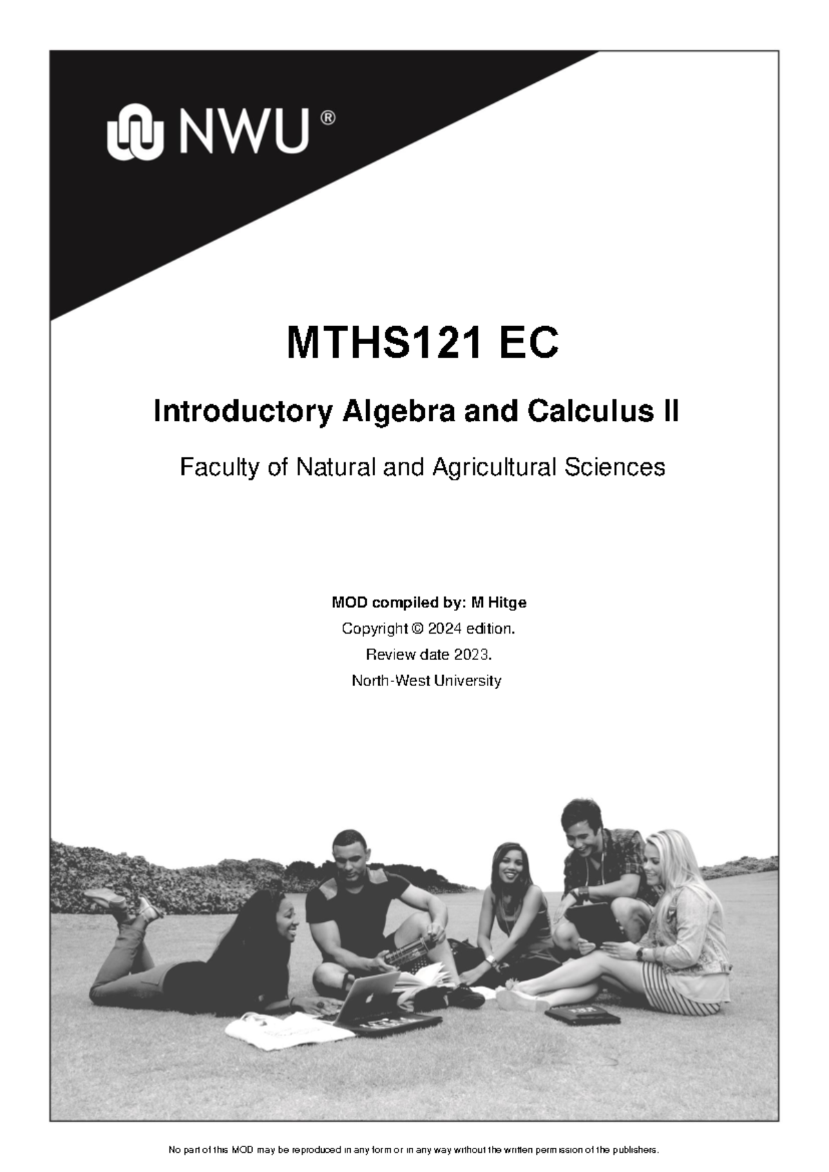 MTHS121 SG2024 - Study Guide for Introductory Algebra & Calculus II ...