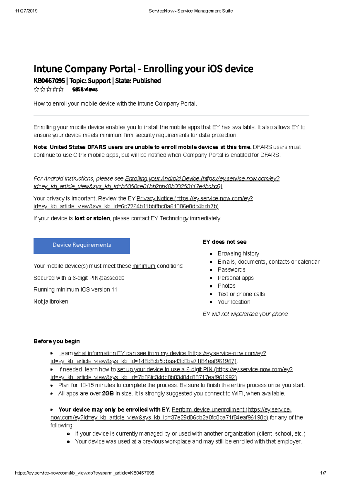 Intune Mobile Device Enrollment Guide for iOS - KB 0467095 - Studocu