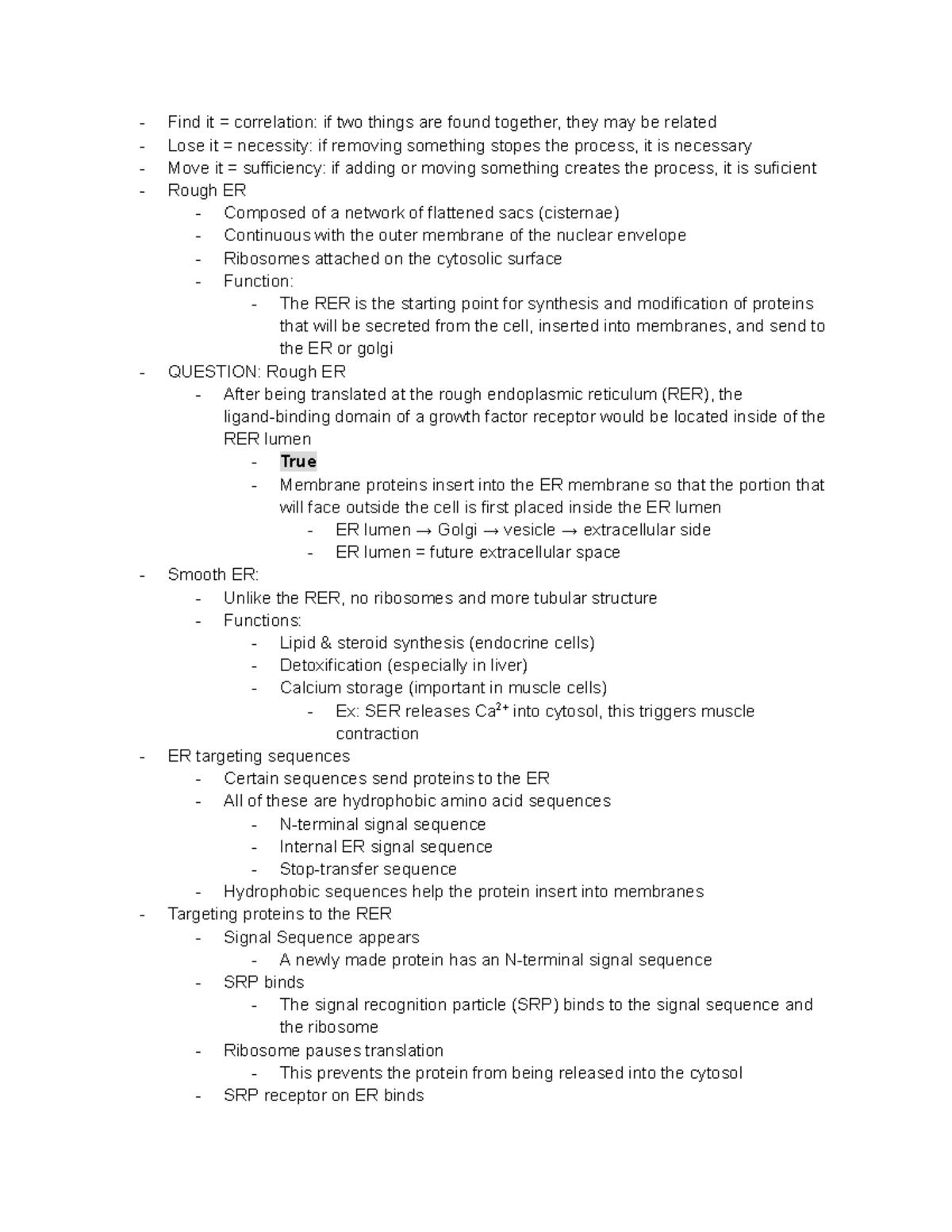 Lecture Notes on Endoplasmic Reticulum Functions and Transport - Studocu