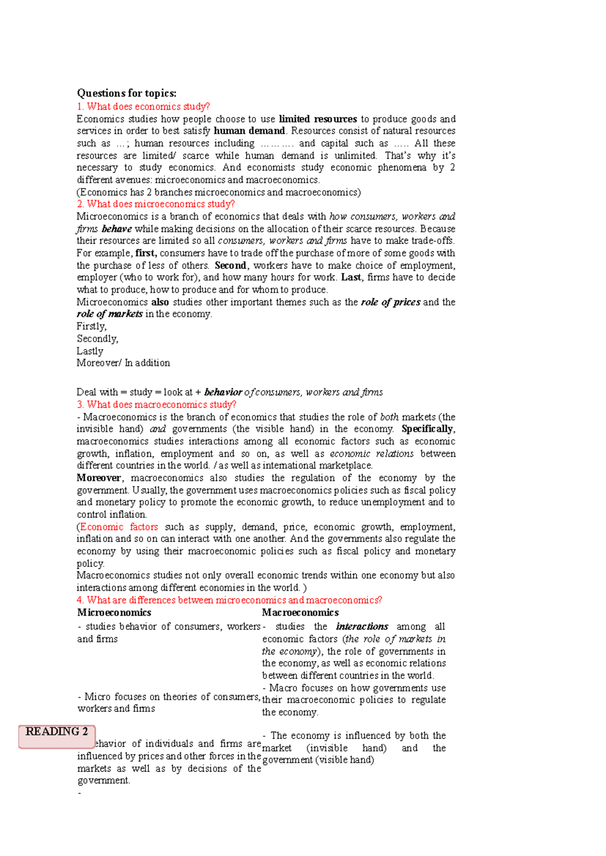 Economics Overview: Micro & Macro Concepts (ECO 101) - Studocu