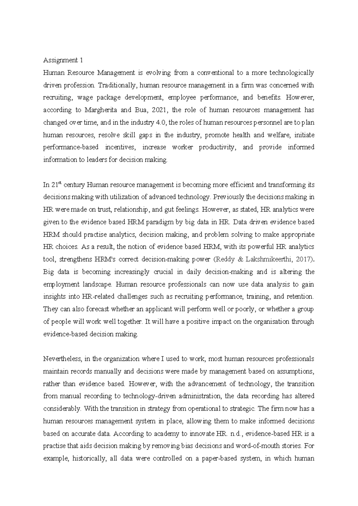 HRM 101: Assignment 1 - The Importance of People Analytics in HR - Studocu