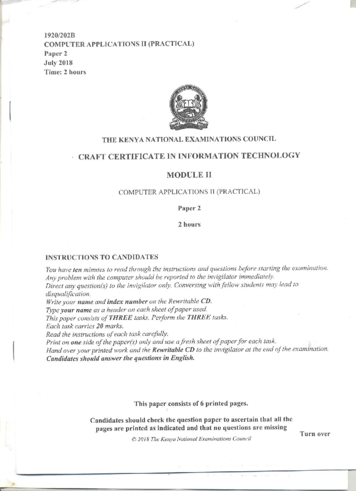 Computer Applications II (practical )Module II June-July 2018 ...