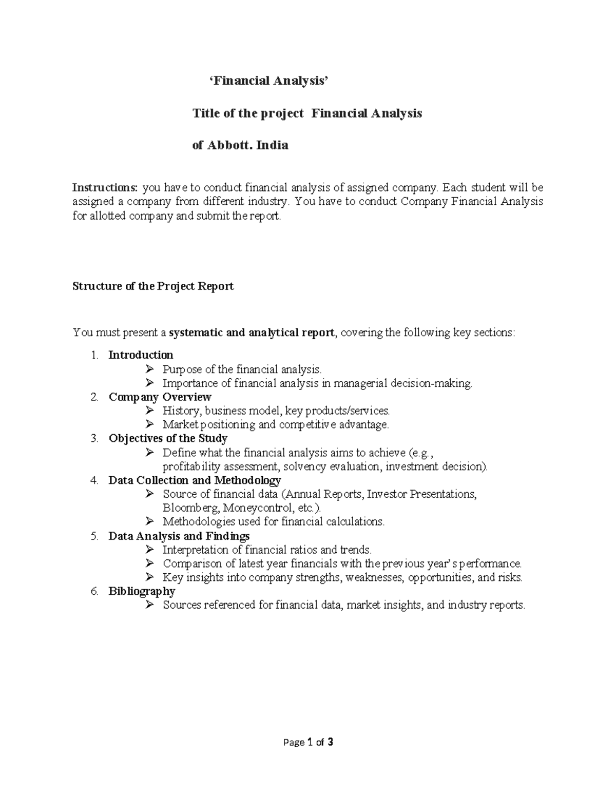 Financial Analysis Project: Abbott India - MA 2025-27 - Studocu