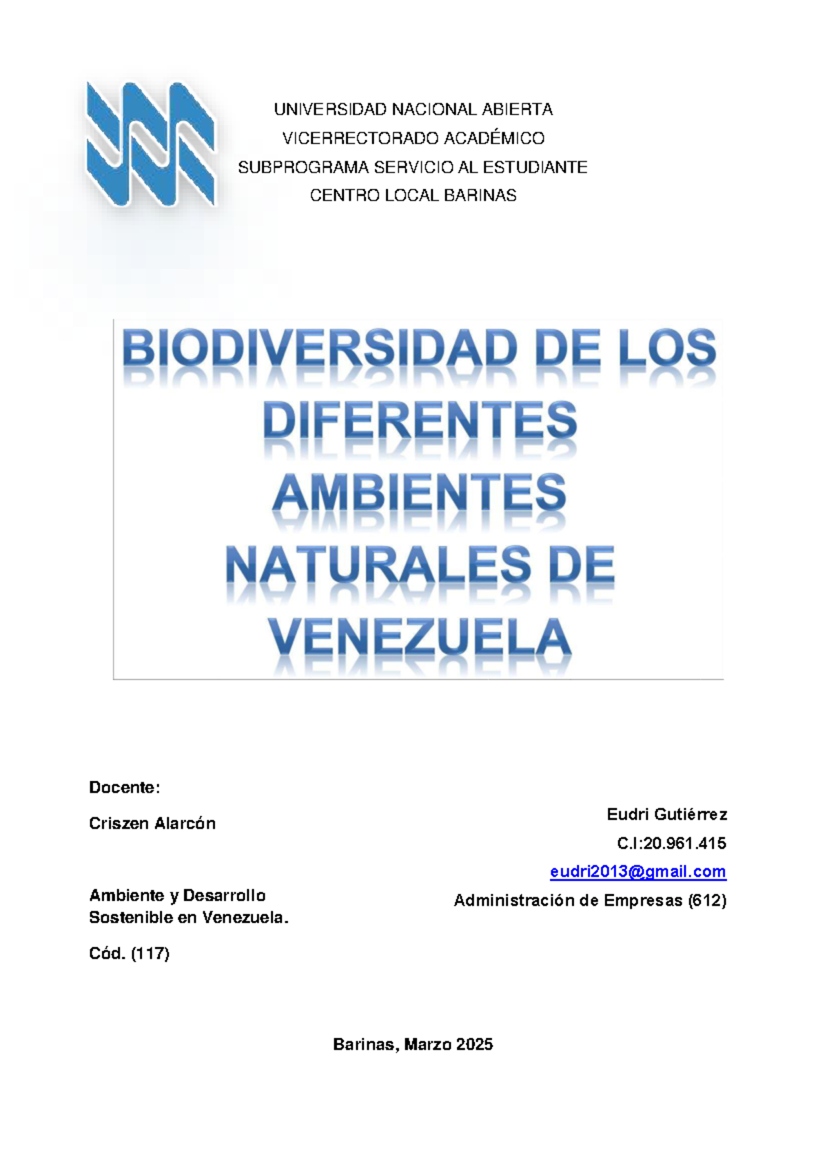 Análisis comparativo de ambientes y recursos en Venezuela (612) - Document Preview