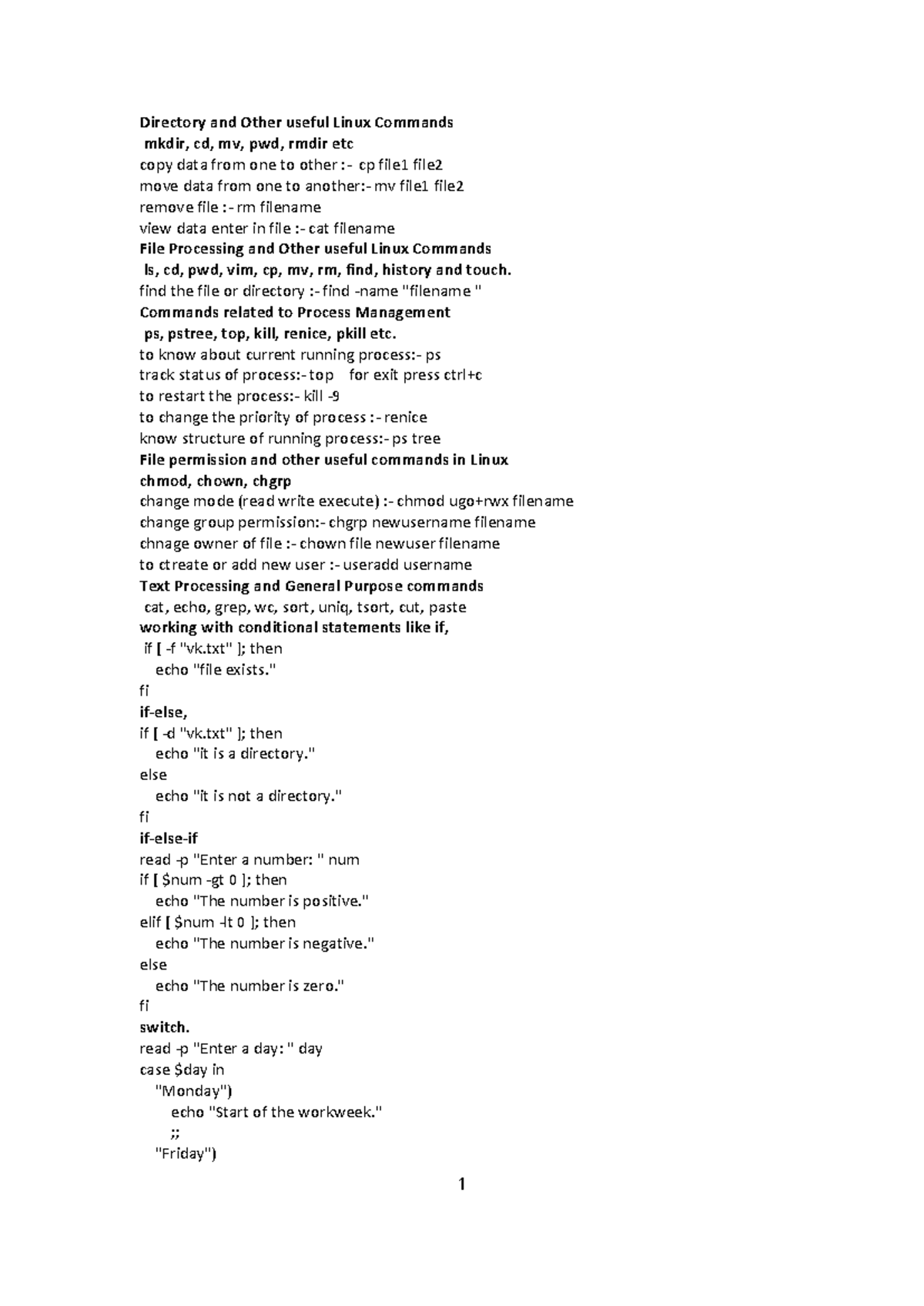 Linux command - good - Directory and Other useful Linux Commands mkdir ...