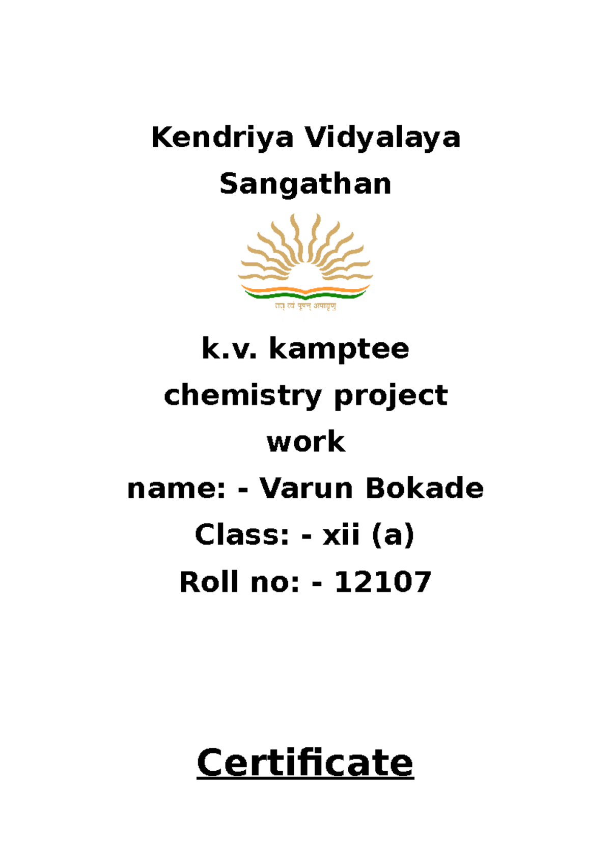 Chemistry Project: Adulterants in Food - Class XII (A) - Studocu