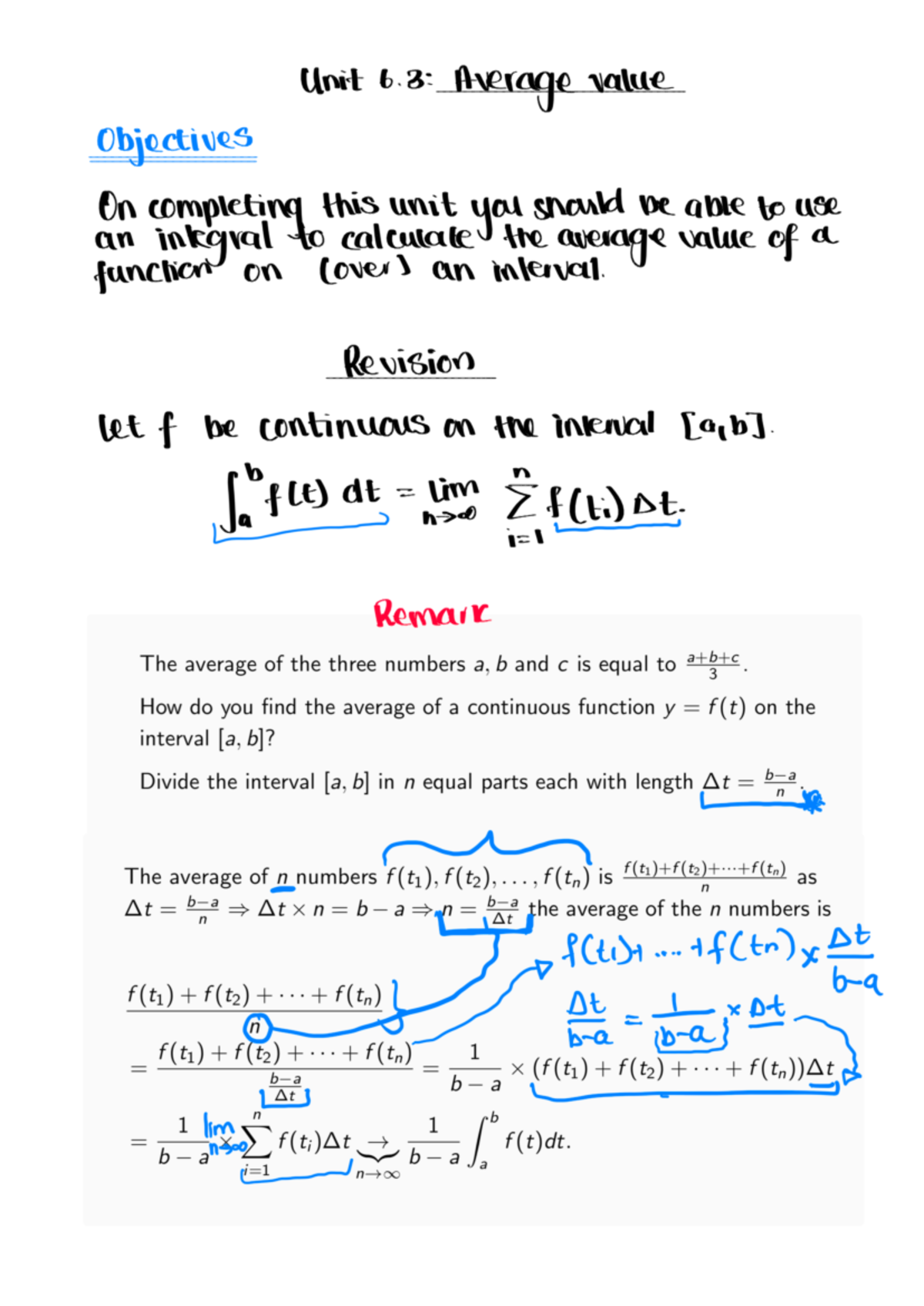 Unit 6.3: Average Value Calculation and Examples - Studocu