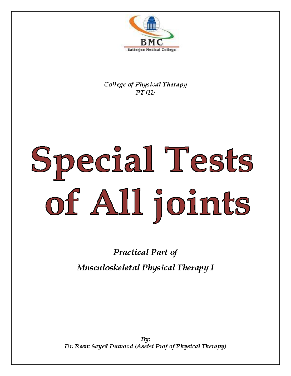Special Tests for Musculoskeletal Evaluation: PT II Practical Guide ...