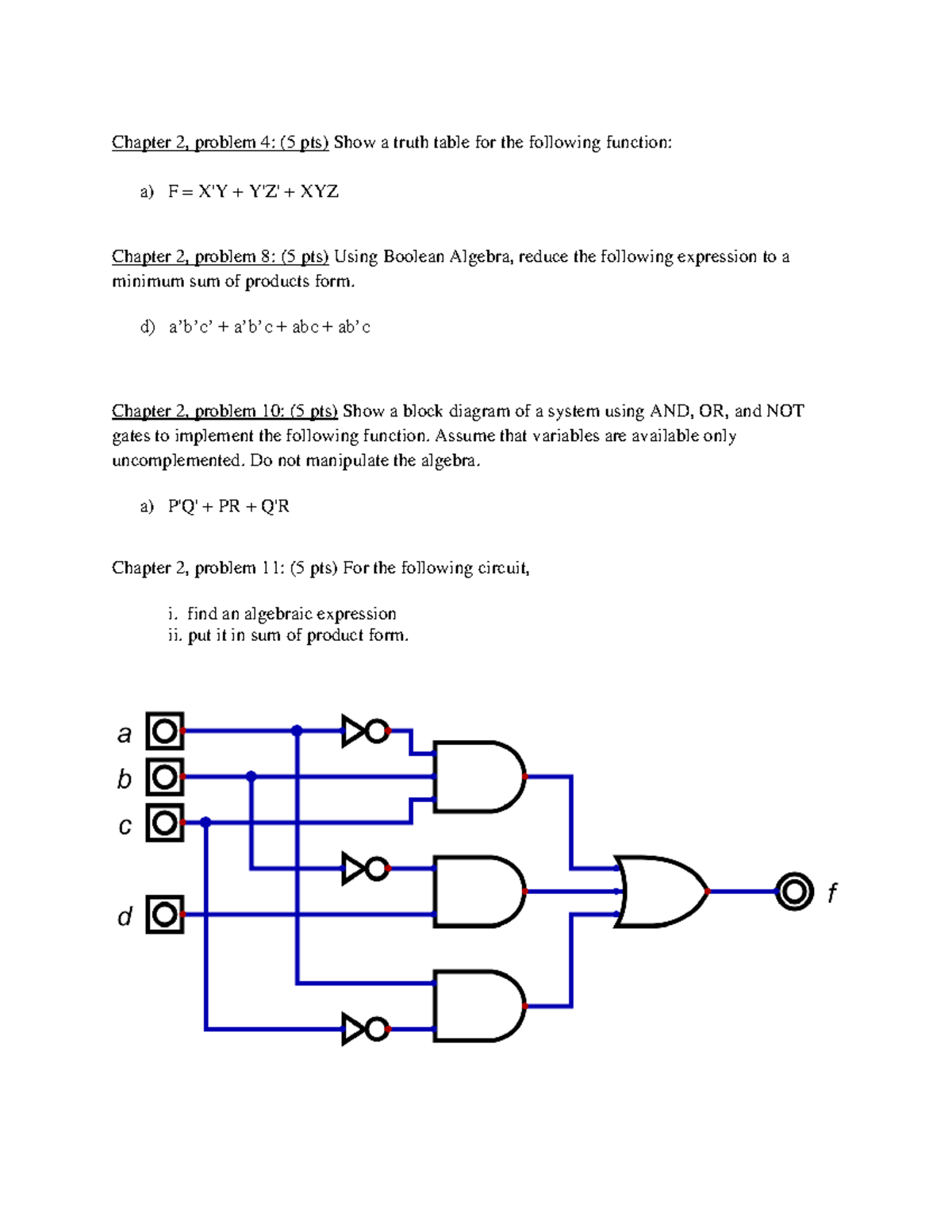 S24 HW3 Chapter 2 Problems: Truth Tables & Boolean Algebra - Studocu