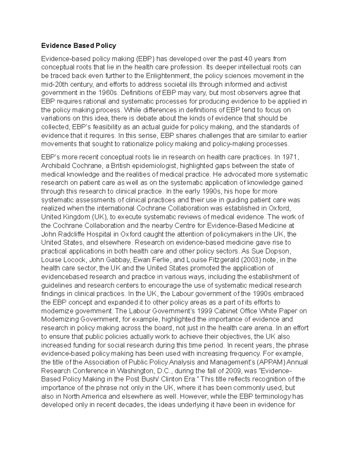 Evidence Based Policy - Evidence Based Policy Evidence-based policy ...