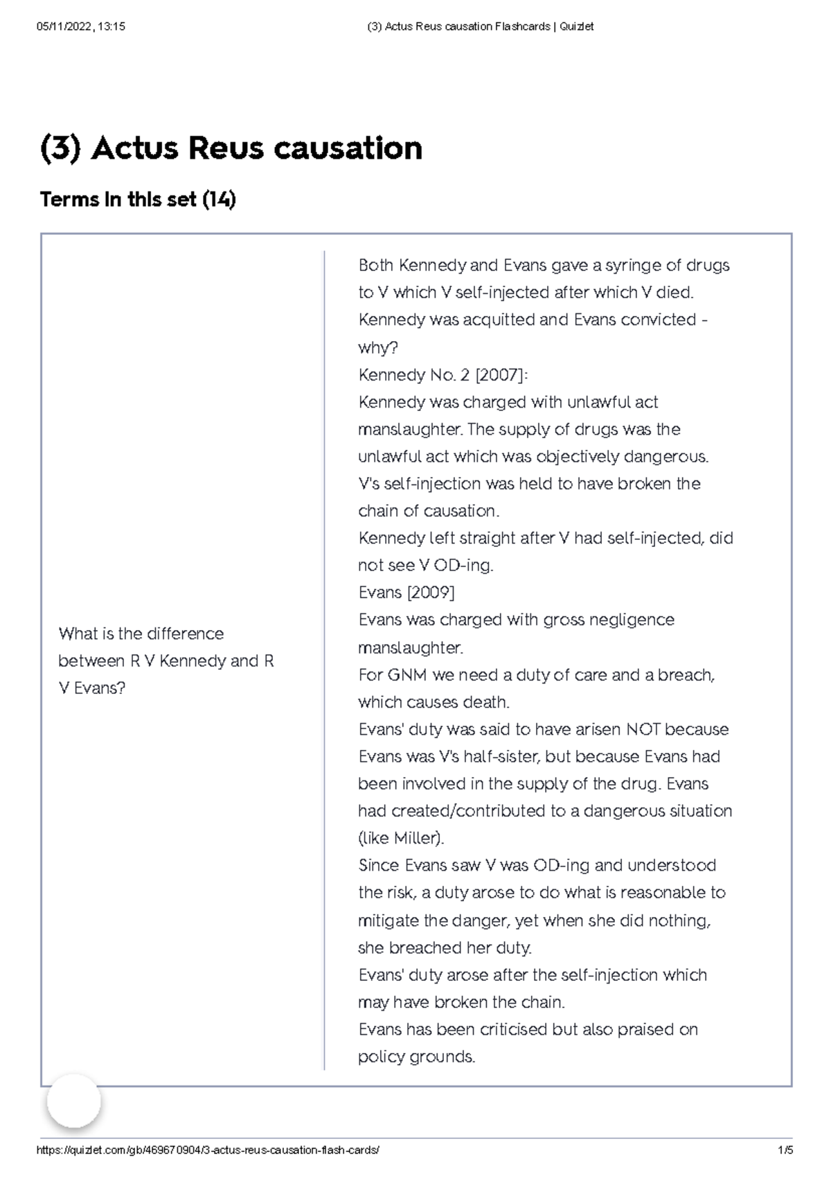 (3) Actus Reus Causation: Key Cases & Concepts Overview - Studocu
