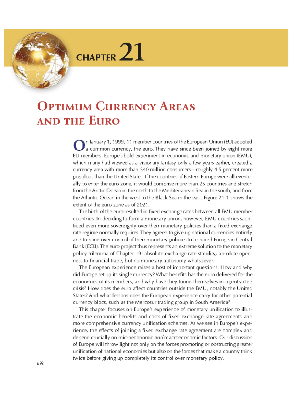 CHAPTER 21: Optimum Currency Areas and the Euro (O 692 M21) - Studocu