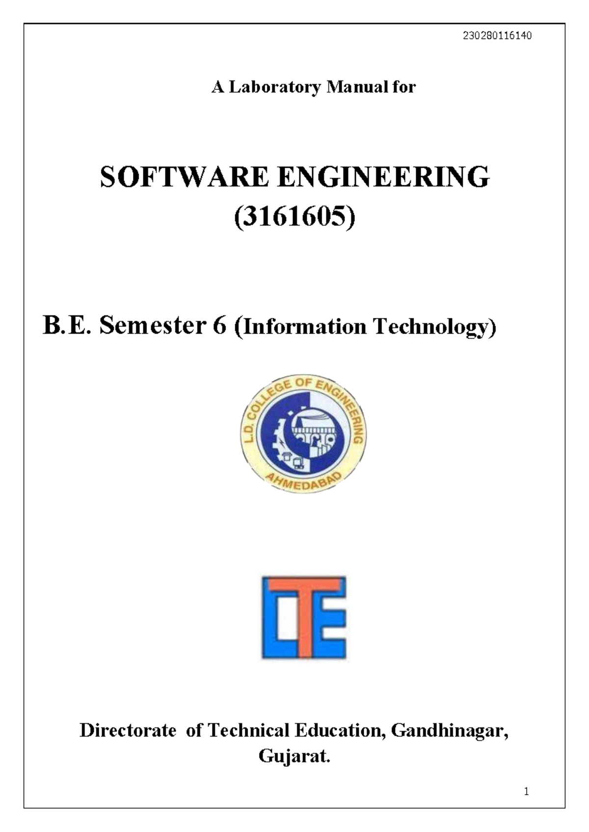 SE Lab Manual for Software Engineering (3161605) - B.E. Sem 6 - Studocu
