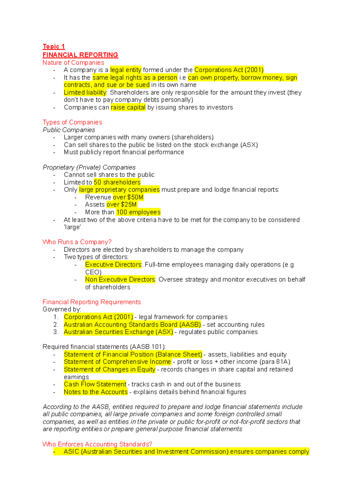 ABC 101 FINANCIAL REPORTING: Comprehensive Exam Notes and Key Concepts ...