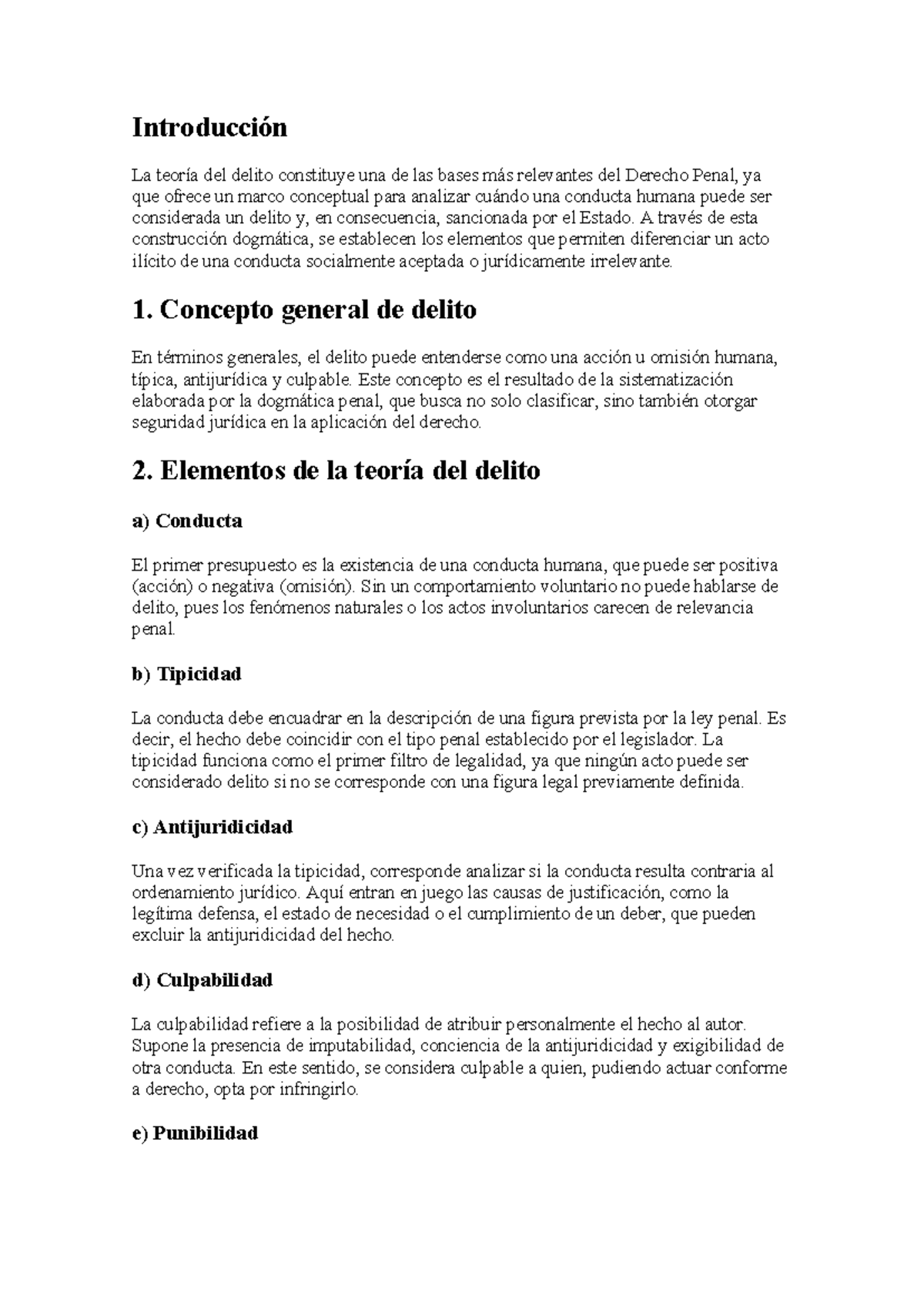 Teoría del Delito en Derecho Penal: Fundamentos y Elementos - Studocu