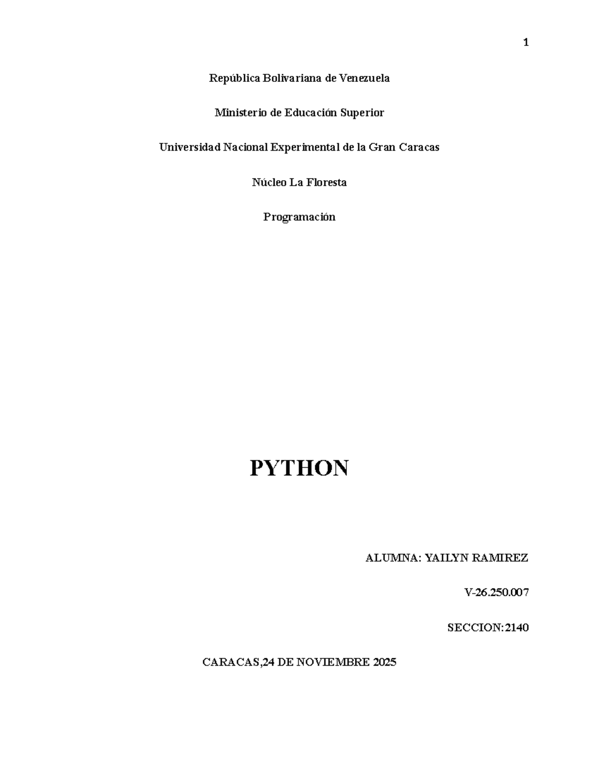 Informe sobre Programación en PYTHON - Sección 2140 - Studocu
