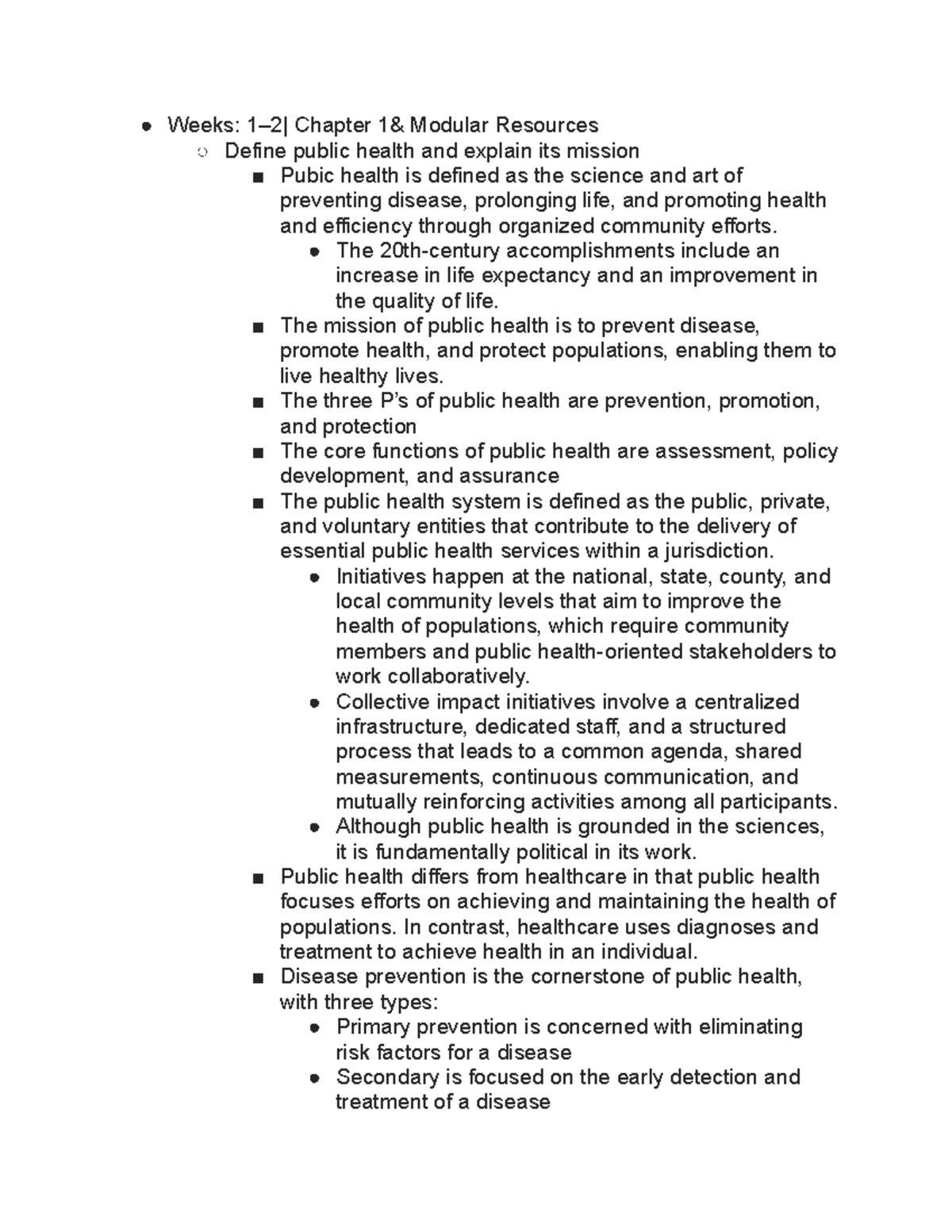 PH 205 Midterm Study Guide: Public Health Definitions & Concepts - Studocu