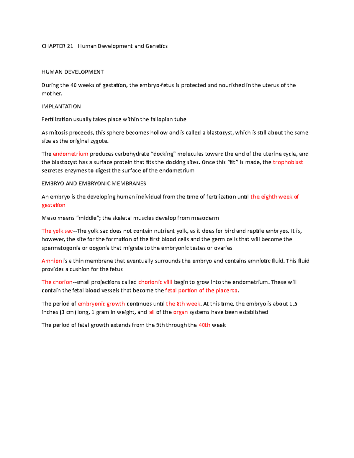 Study+notes+C+21+HDgenetics - CHAPTER 21 Human Development and Genetics ...