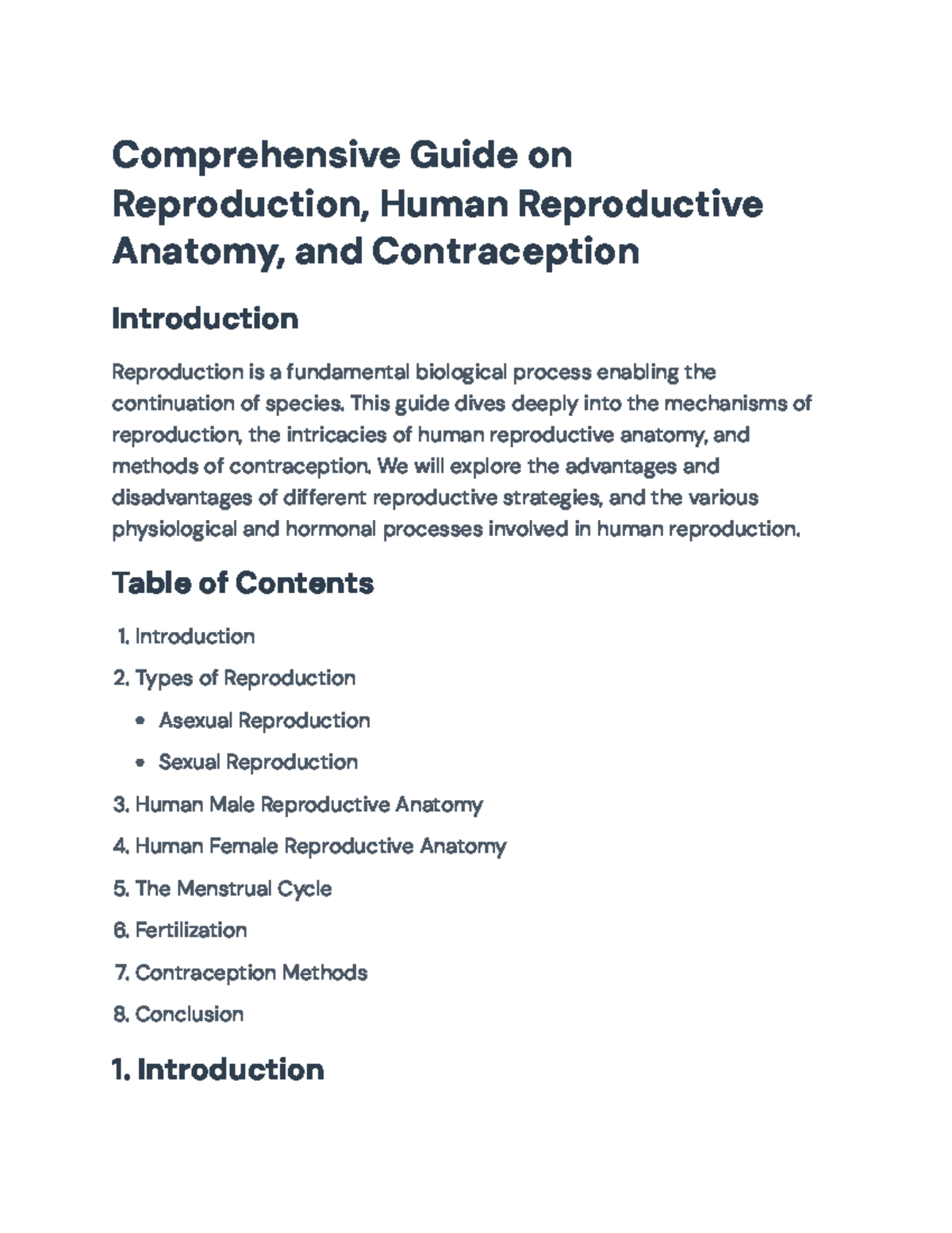 Comprehensive Guide to Human Reproduction and Contraception (BIO 101 ...