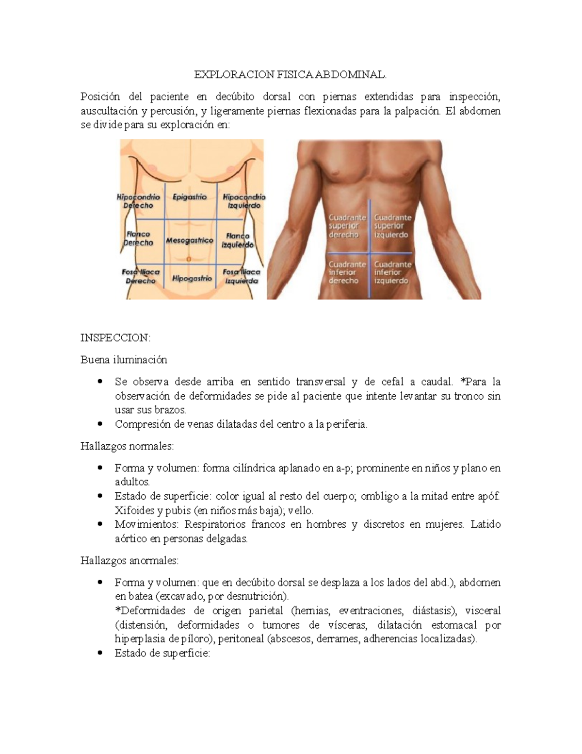 Exploracion Fisica DE Abdomen - EXPLORACION FISICA ABDOMINAL. Posición ...