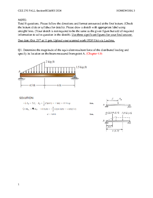 CE 270 Applied Mechanics I: Statics Exam II Practice Test Spring 2025 ...