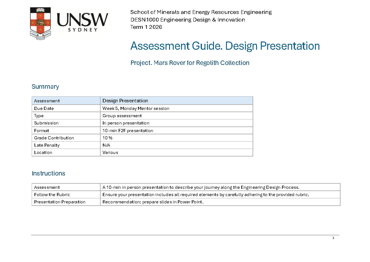 MR Project Presentation 1 Guide: Mars Rover Design Innovation - Studocu