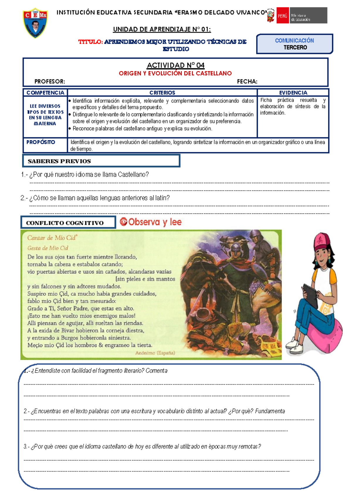 Actividad N° 4 - Origen y Evolución del Castellano - Document Preview