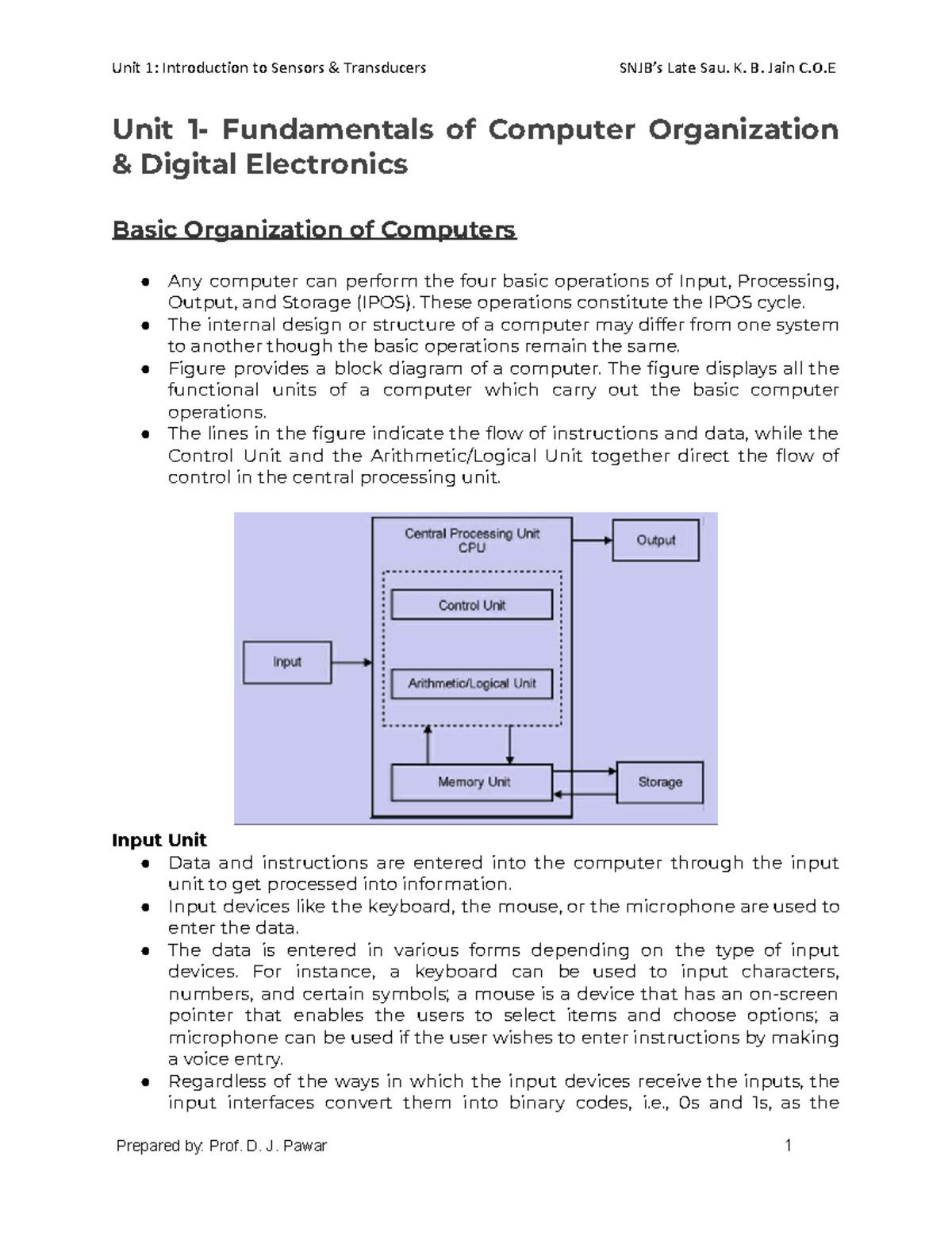 Unit 1: Introduction to Sensors & Transducers - IOT Notes - Studocu