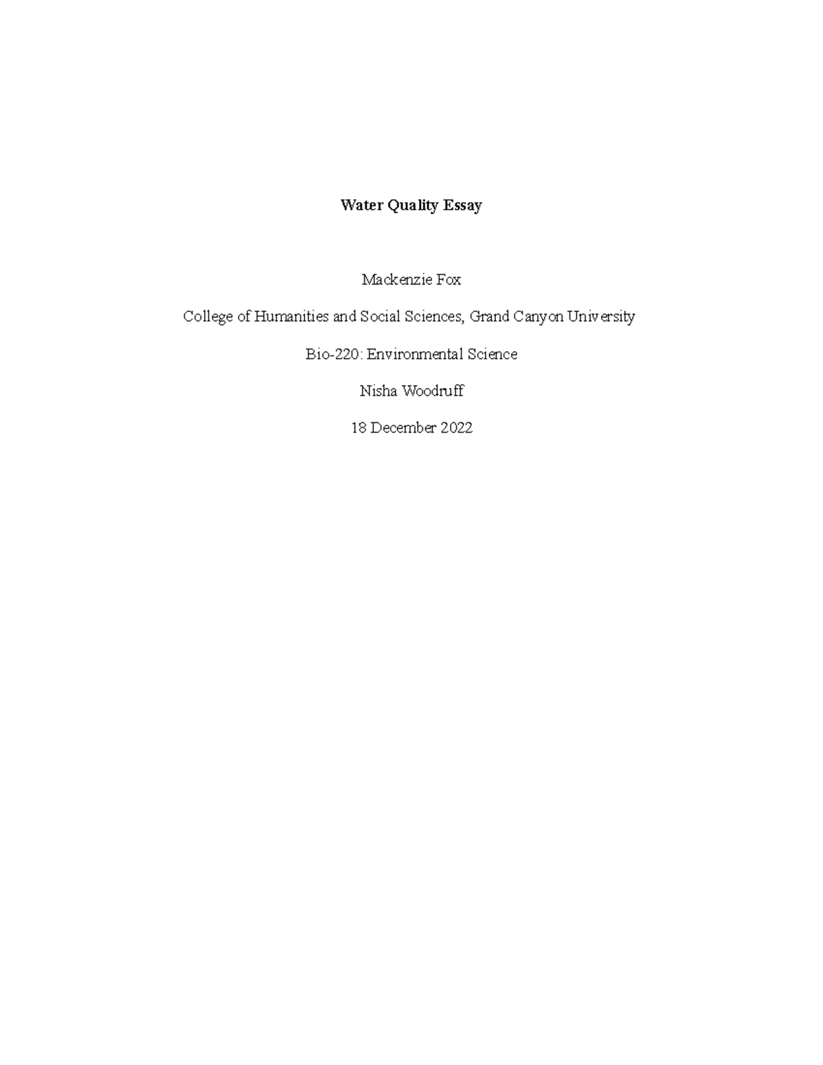 Bio-220: Water Quality and Lead Contamination in Joliet Essay - Studocu