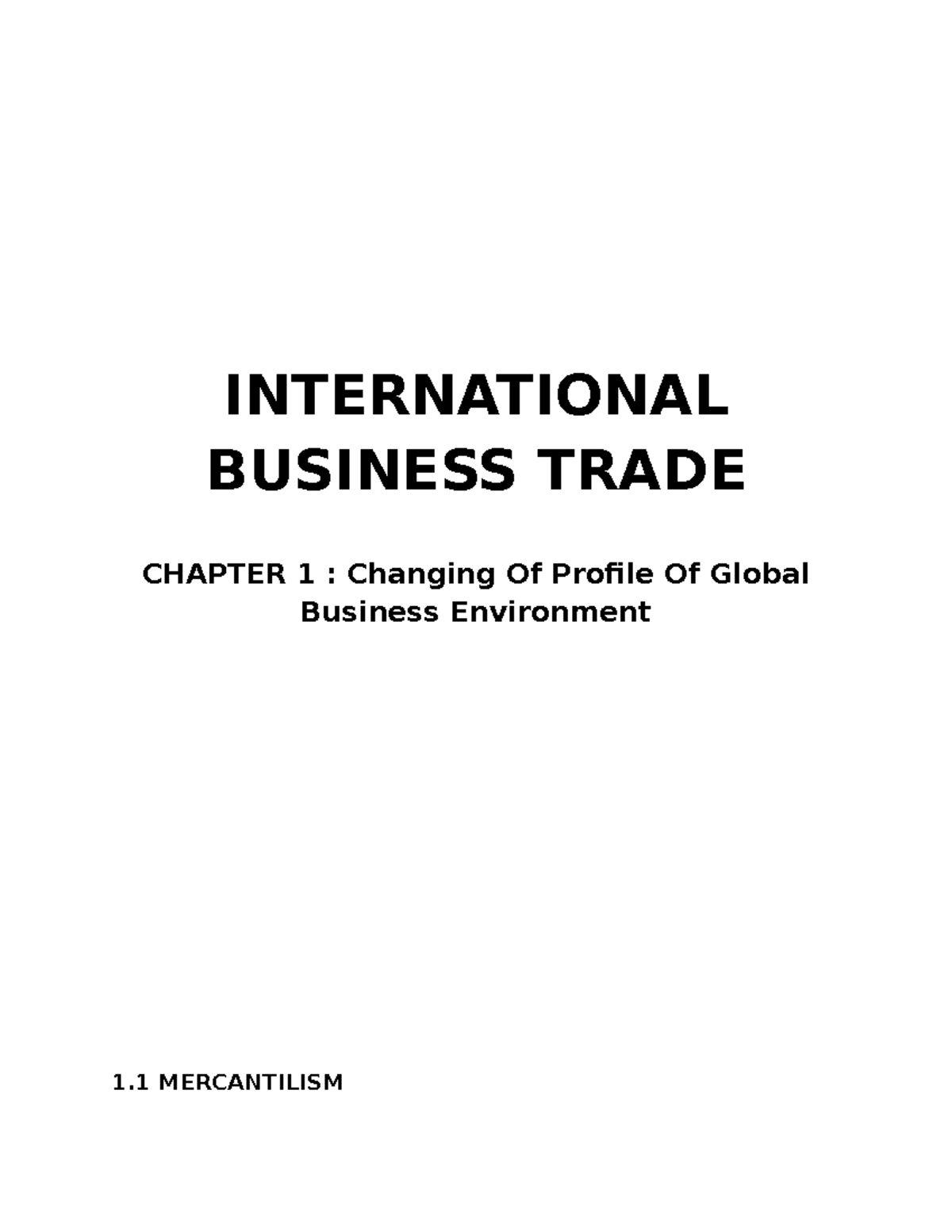 International Business Trade ( Chapter 1) Reviewer - INTERNATIONAL ...