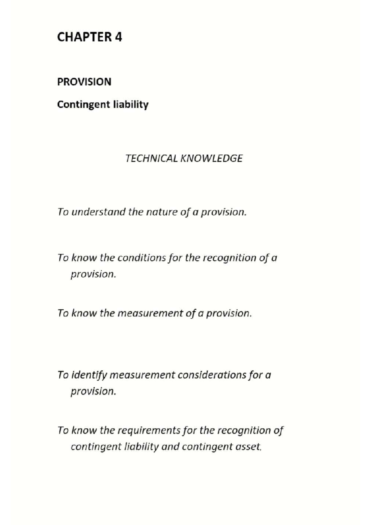 Chapter 4 Intacc 2 - Provisions and Contingent Liabilities Notes - Studocu