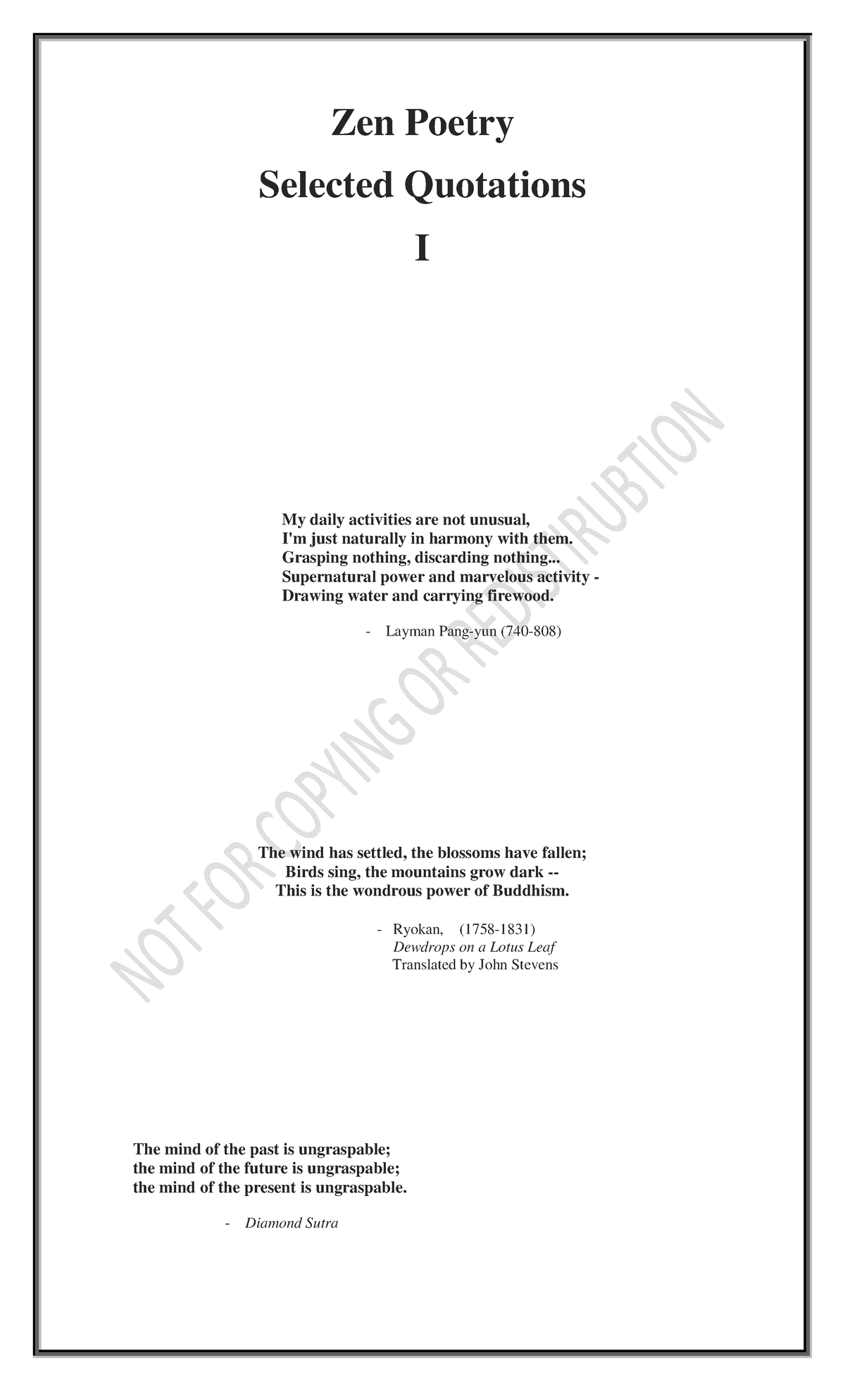 Zen Poetry: Selected Quotations I - Insights and Reflections - Studocu