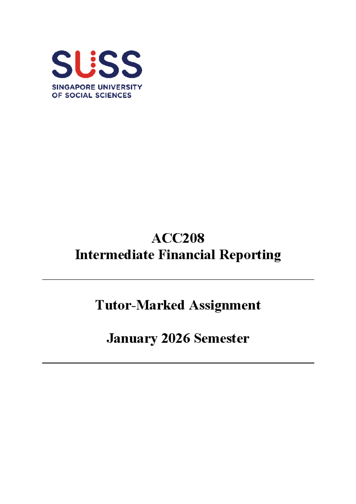 ACC208 Intermediate Financial Reporting TMA - January 2026 - Studocu