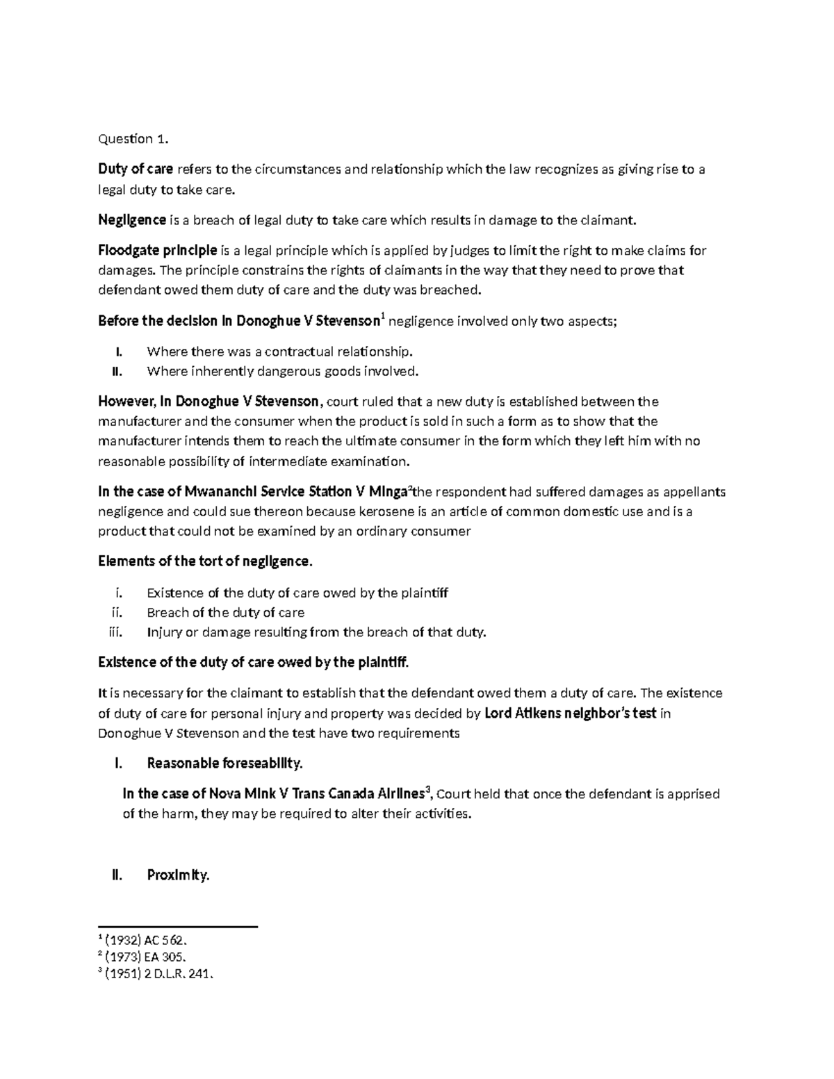 Tort Law: Understanding Duty of Care and Negligence Principles - Studocu
