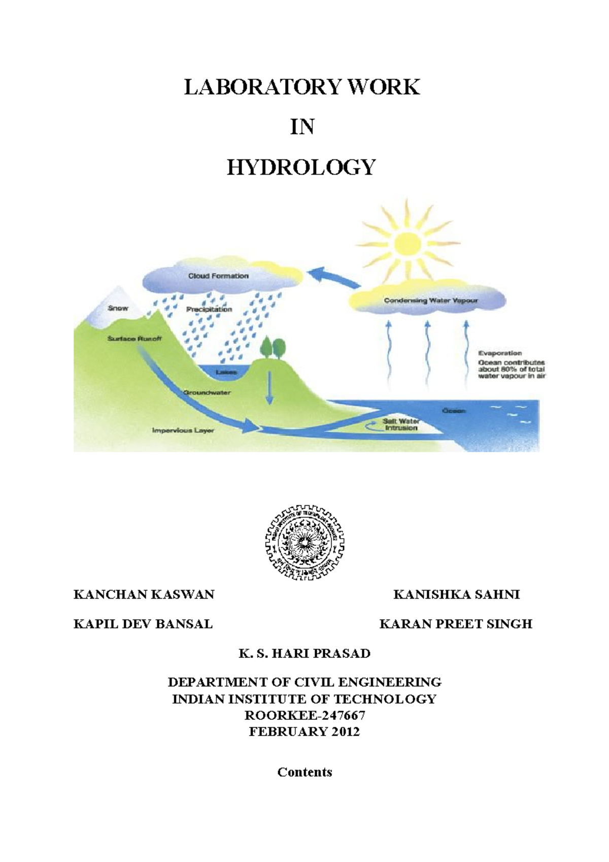Laboratory Work in Hydrology (CE 201) - Detailed Procedures and Methods ...