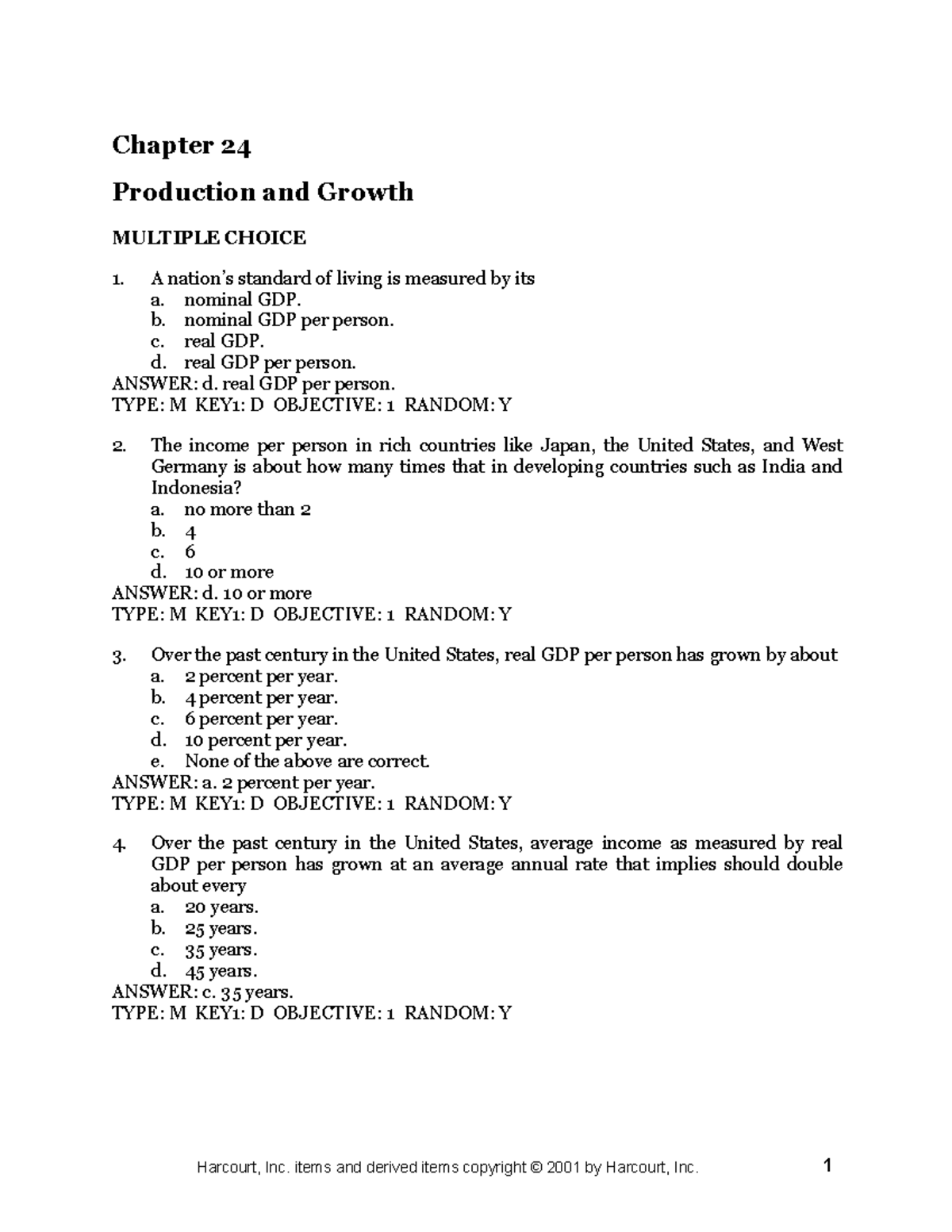 Chapter 24 Production and Growth: Multiple Choice Questions (MCQs ...