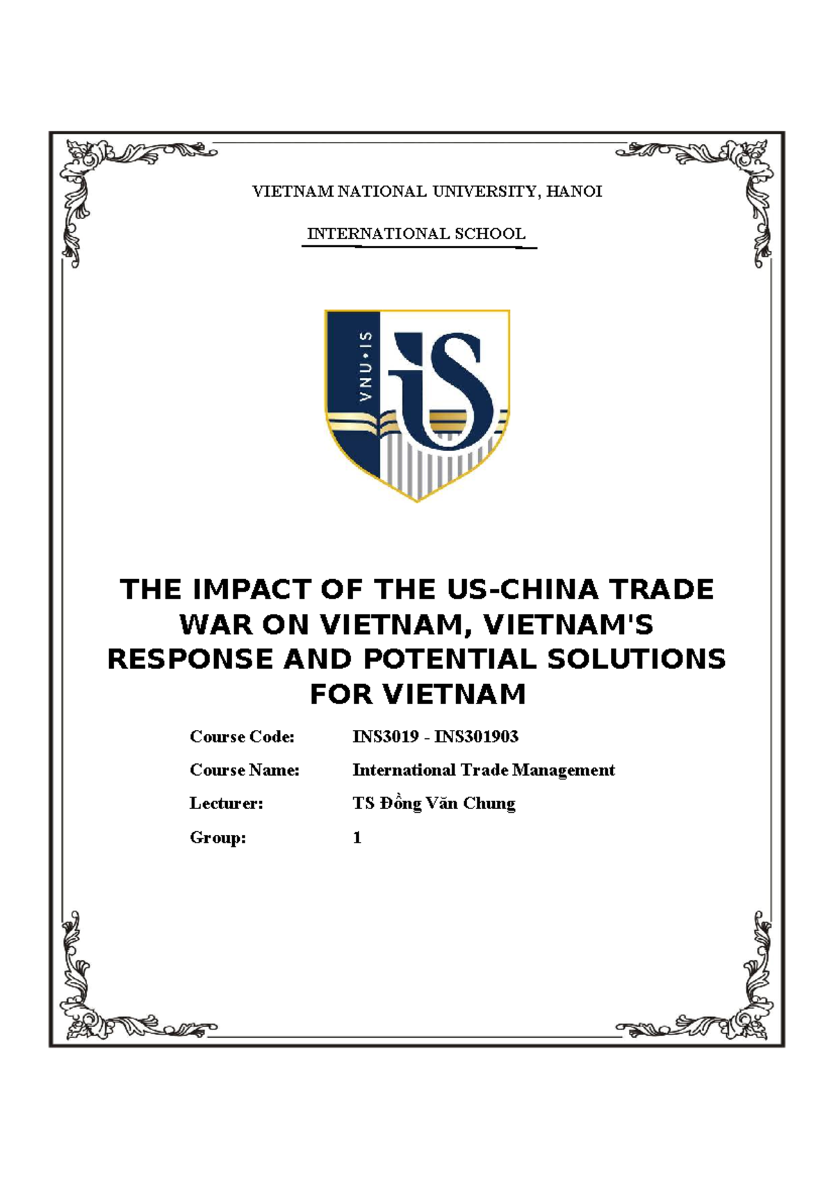 INS3019: The Impact of the US-China Trade War on Vietnam: Responses ...