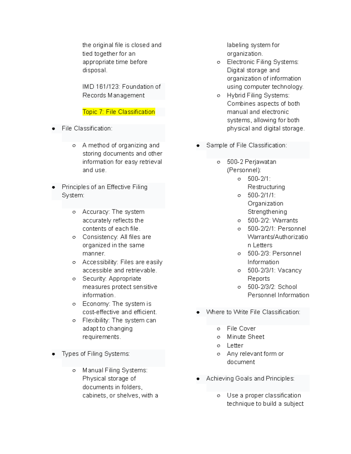 IMD Foundation of Records Management: File Classification & Appraisal ...