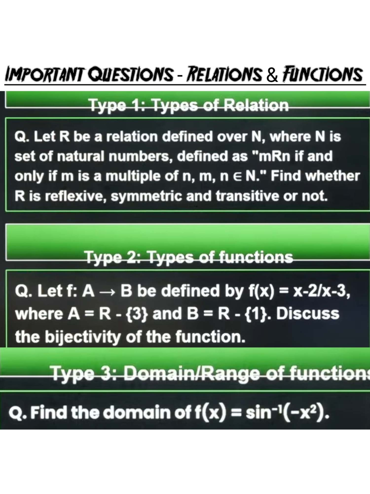 Maths Important Questions: Relations, Functions & More (MATH101) - Studocu