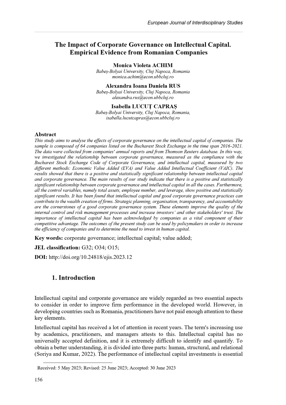 The Impact of Corporate Governance on Intellectual Capital: Evidence ...
