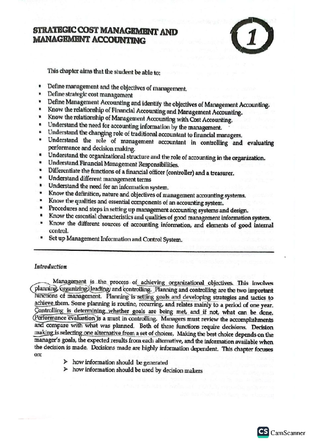CS 1: Strategic Cost Management & Management Accounting Overview - Studocu
