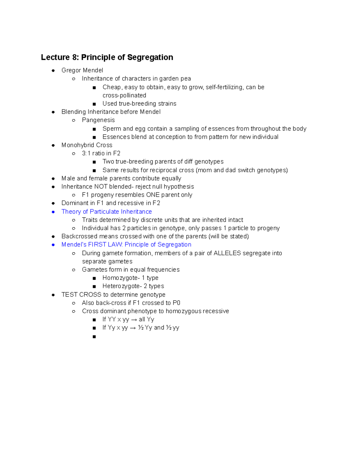 Genetics (GEN 201) Exam 2 Study Guide: Principles and Key Concepts ...