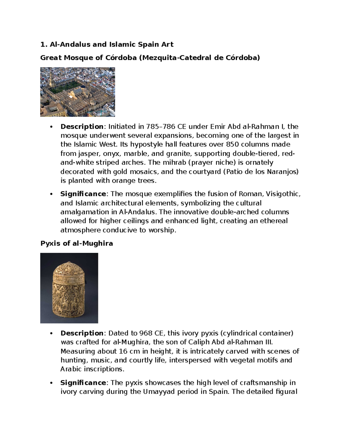 Arth1100 Final Exam Study Guide: Art of Al-Andalus to Neolithic - Studocu