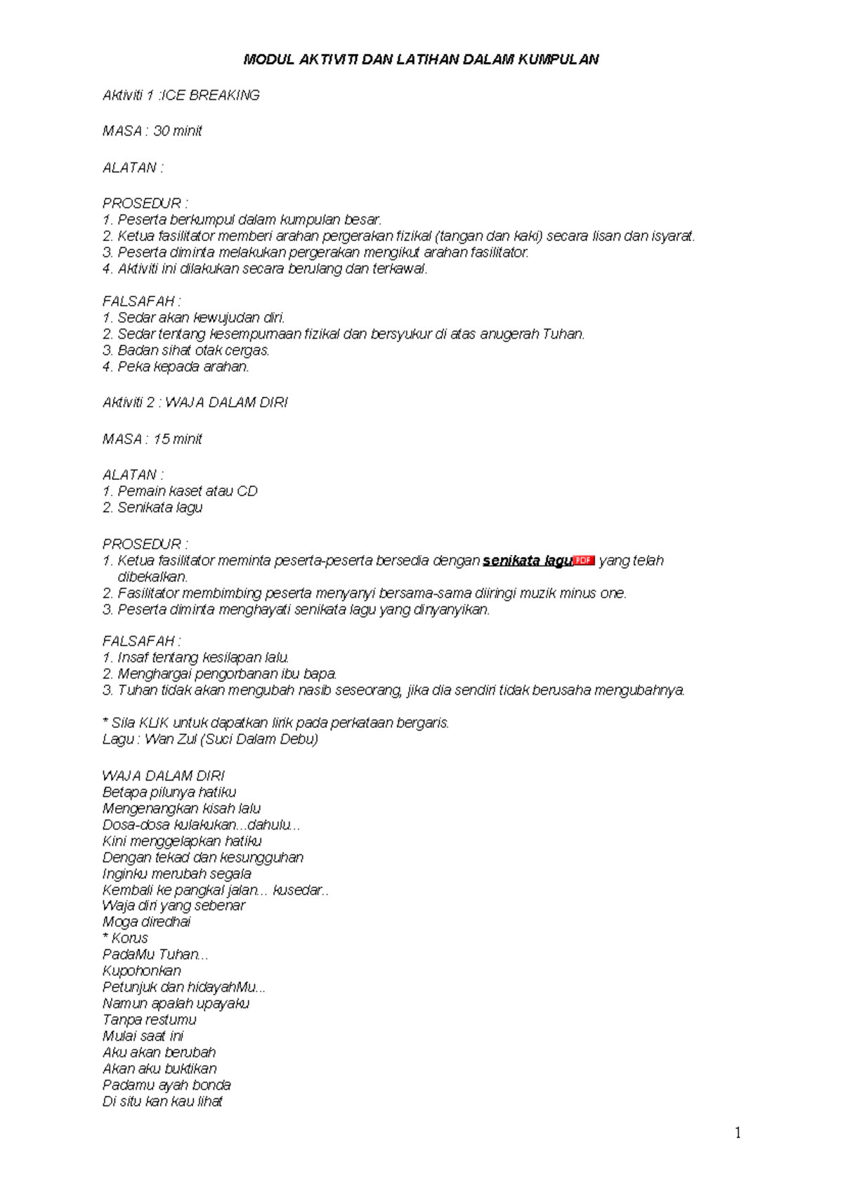 109980184 Modul Latihan Aktiviti Kumpulan: Pengembangan Diri dan ...